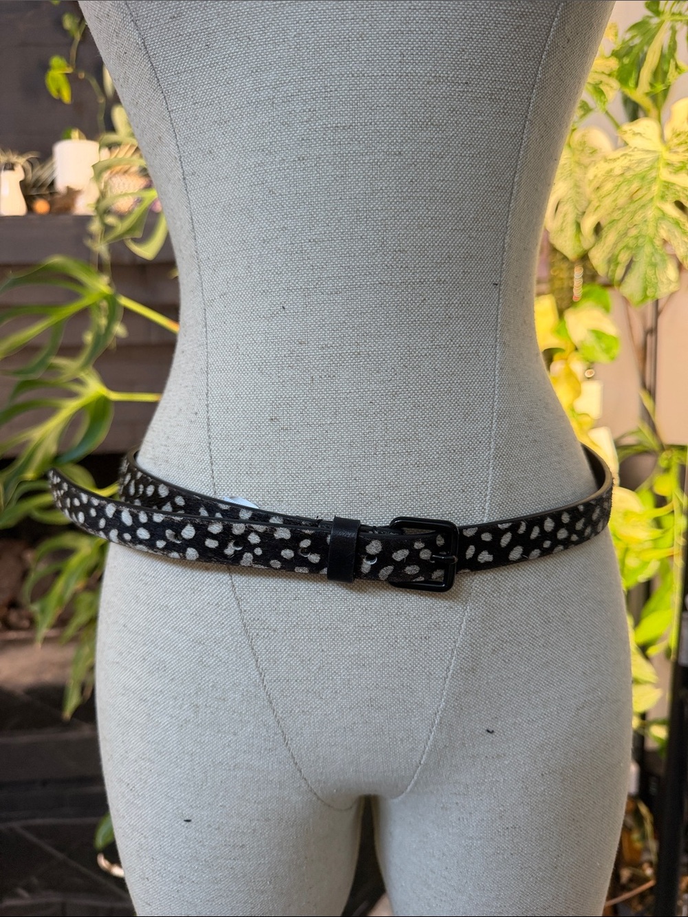 Black and White Speckled Leather Belt - Women Accessories